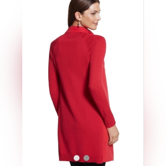 Chico's Open Drape Red Coat With Knitted Sleeves/Back Chico's Size 3 (XL) NWT - Picture 2 of 12
